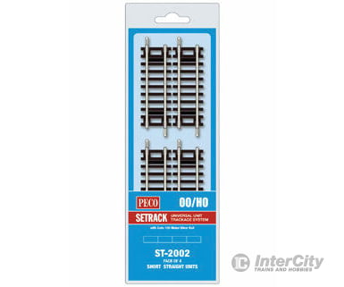 Peco St2002 Code 100 Nickel Silver Short Straight - Setrack 3-1/8 7.9Cm Pkg(4) Track & Turnouts