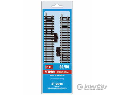 Peco St2005 Code 100 Nickel Silver Isolating Straight W/Cutout Switch - Setrack 6-5/8 16.8Cm Pkg(2)