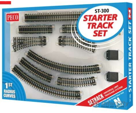 Peco St300 Code 80 Starter Track Set - Setrack Oval With 9 22.8Cm Radius Curves Planbook & Turnouts