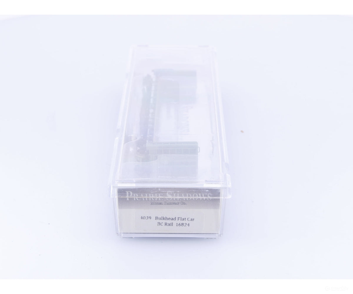 Prairie Shadows Model Railway Co. 4039 N Bulkhead Flatcar BC Rail (BCOL) 16824 - Freight Cars