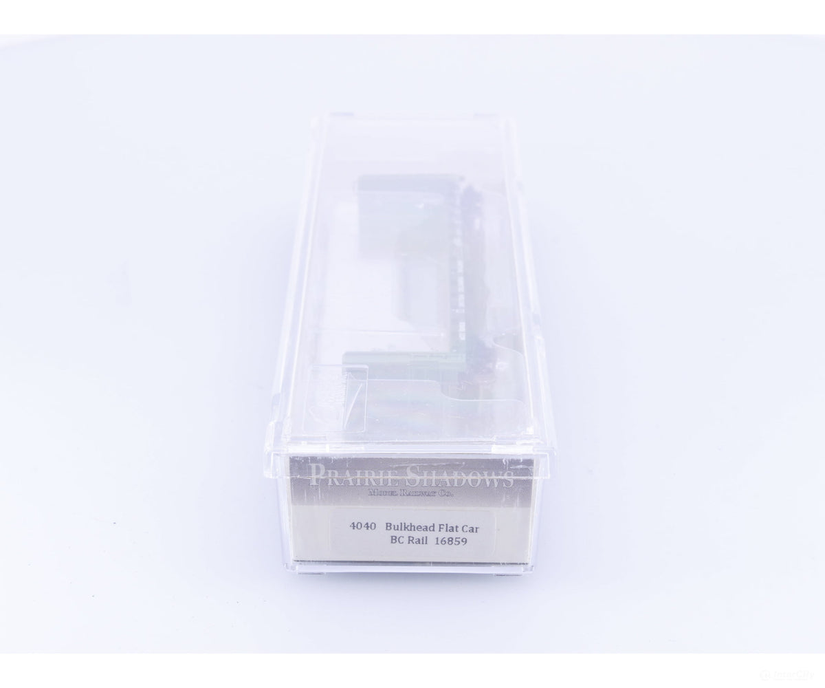 Prairie Shadows Model Railway Co. 4040 N Bulkhead Flatcar BC Rail (BCOL) 16859 - Freight Cars