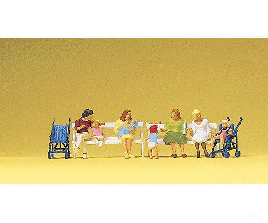 Preiser Ho 10522 Pedestrians -- Seated Women Carriages Benches (4 4 Children 2 Benches) Figures