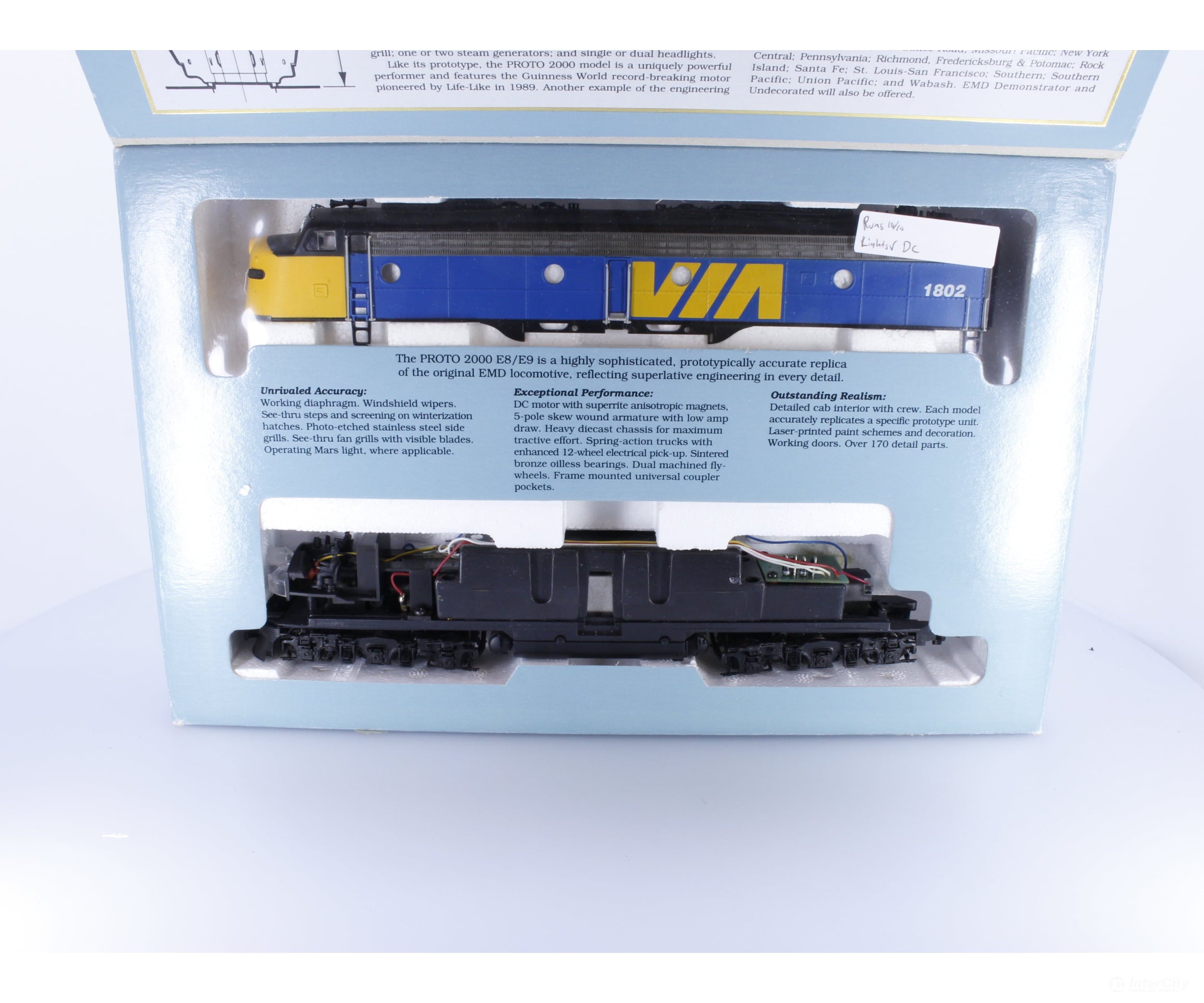 Proto 2000 C8843 HO E8/9 Diesel Locomotive #2 Via Rail (VIA) 1802 Analog DC Locomotives