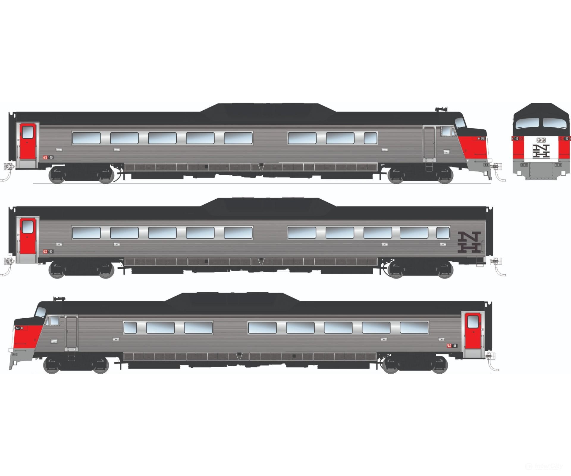 Rapido 016401 HO Budd Roger Williams 3-car set (DC/Silent): New Haven Locomotives