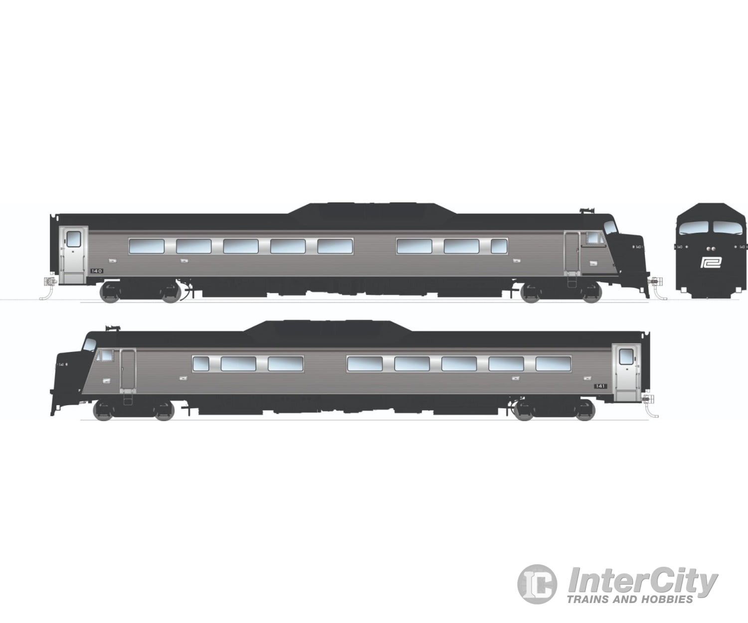 Rapido 016403 HO Budd Roger Williams 2-car set (DC/Silent): Penn Central Locomotives
