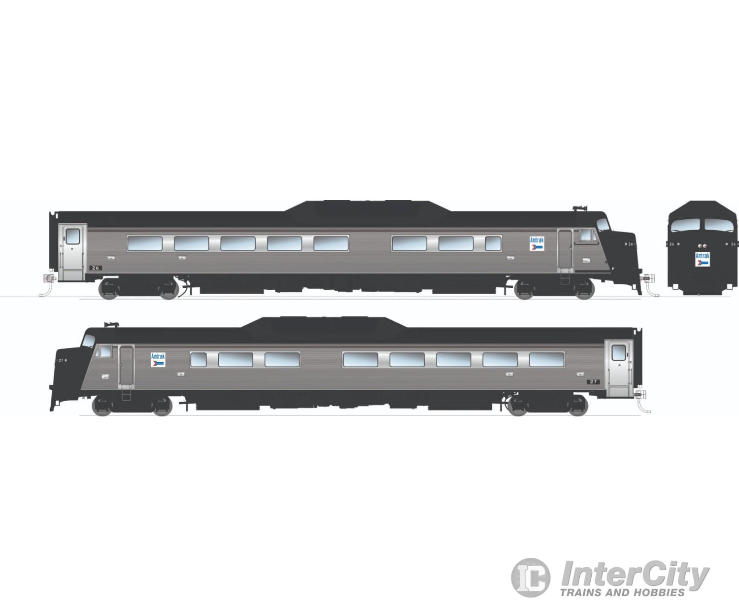Rapido 016404 HO Budd Roger Williams 2-car set (DC/Silent): Amtrak - Early Version Locomotives