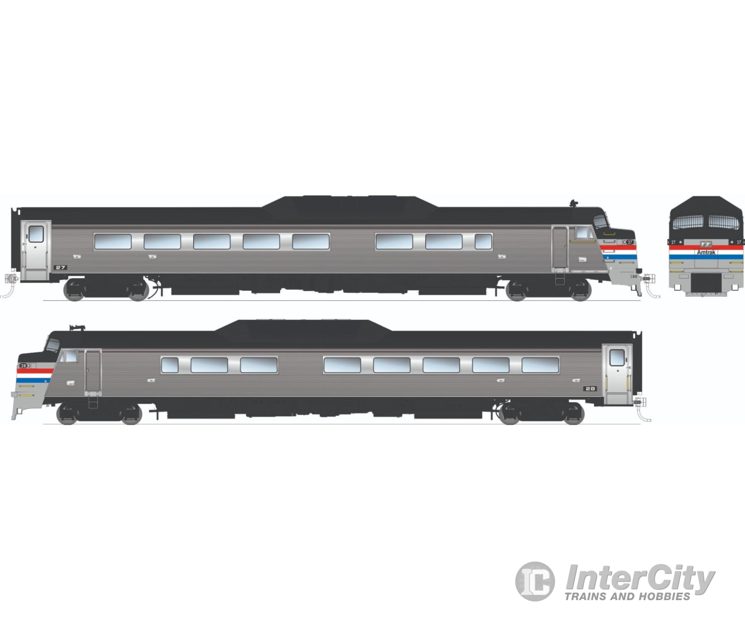 Rapido 016406 HO Budd Roger Williams 2-car set (DC/Silent): Amtrak - Phase 3 Locomotives