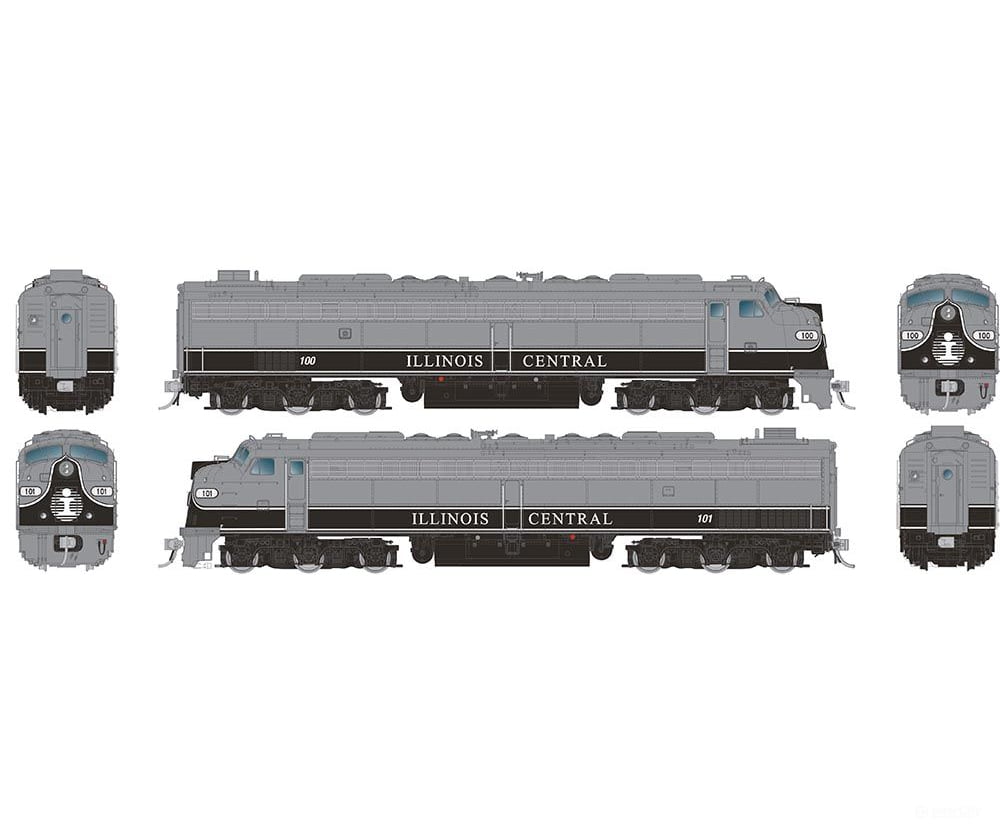Rapido 028317 Ho Emd E8A + W/Hep (Dc/Silent): Illinois Central: #100 101 Locomotives