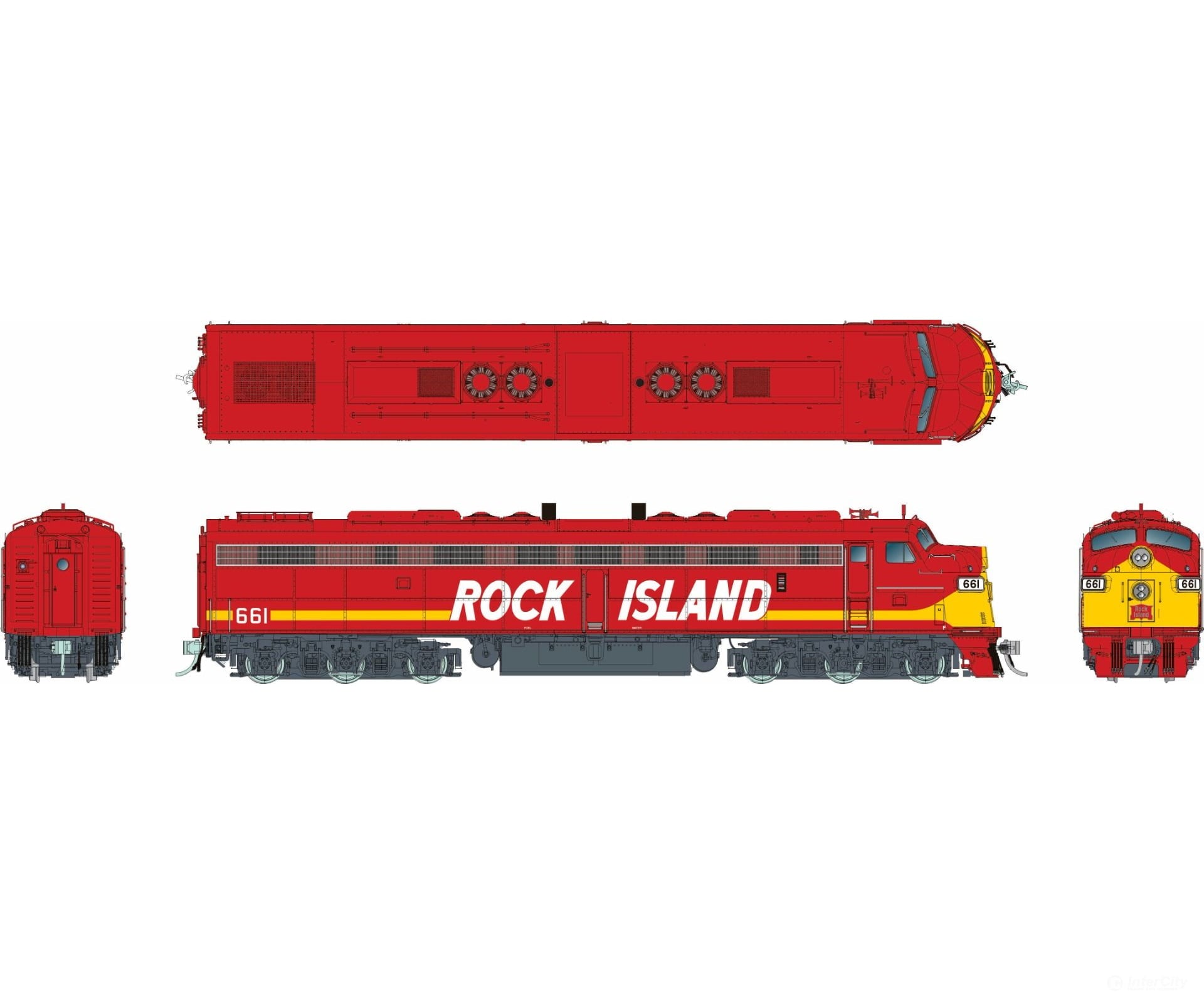Rapido 028323 HO EMD E8A w/HEP (DC/Silent): Rock Island - Red & Yellow Scheme: #662 Locomotives
