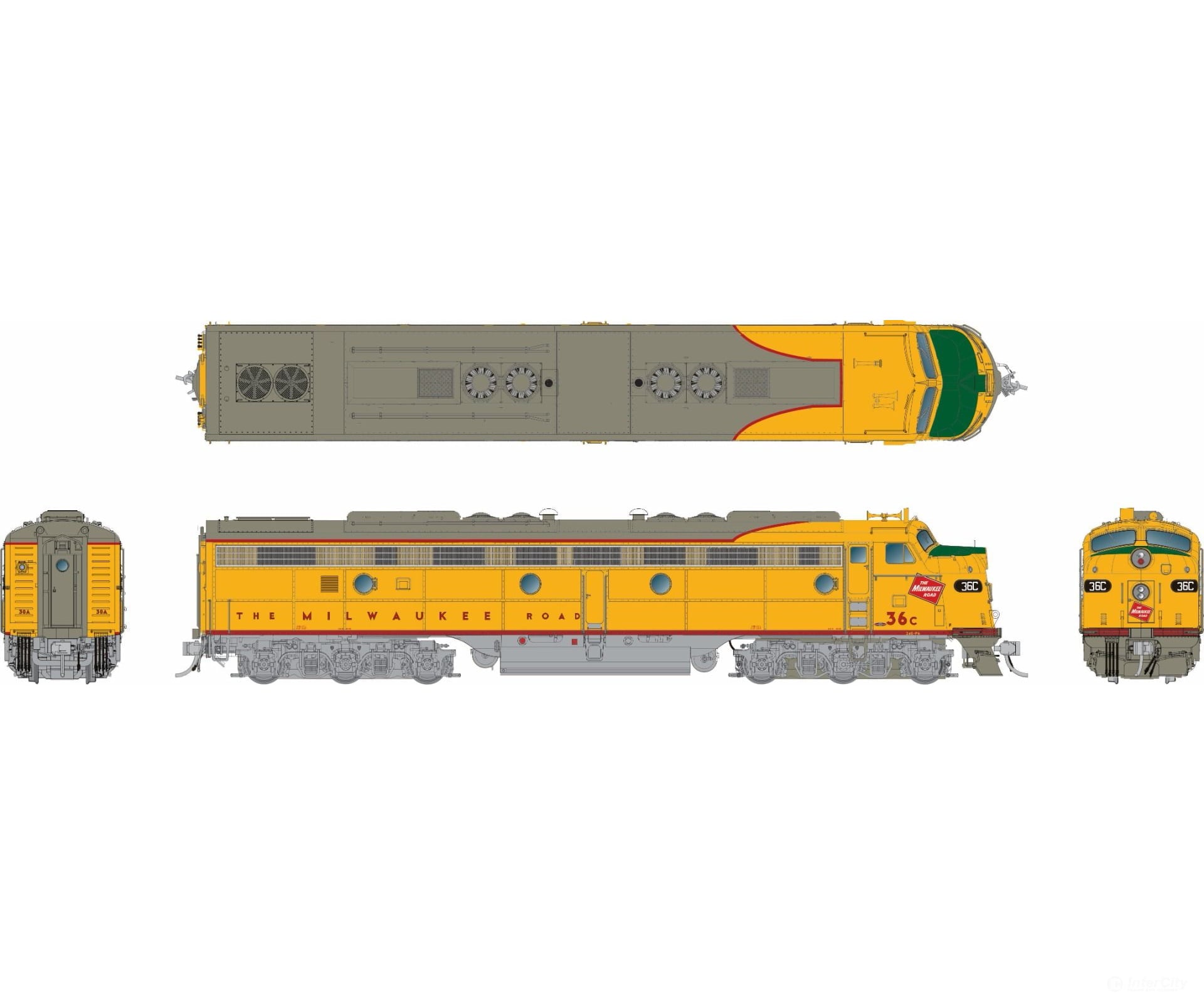 Rapido 028819 HO EMD E8A w/HEP (DC/DCC/Sound): Milwaukee Road - 1955 UP Scheme: #37C Locomotives