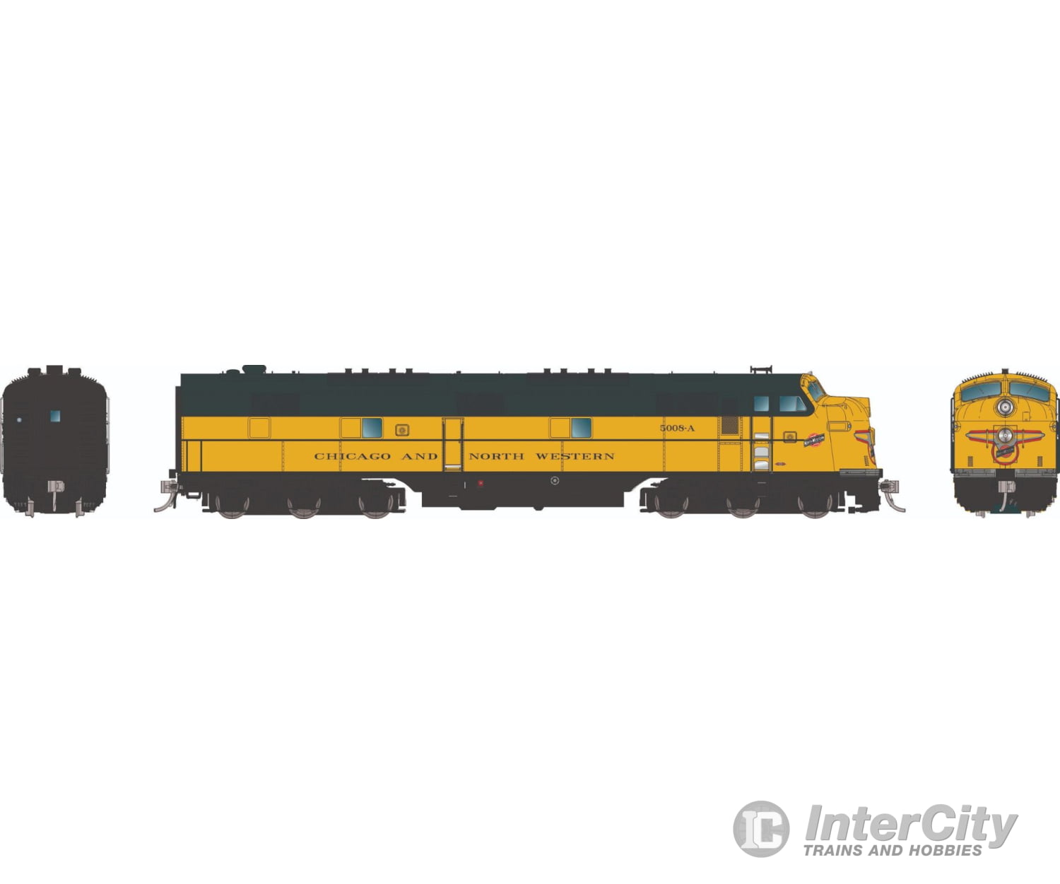 Rapido 029011 HO EMD E7A (DC/Silent): Chicago & North Western - Yellow & Green: #5017B Locomotives