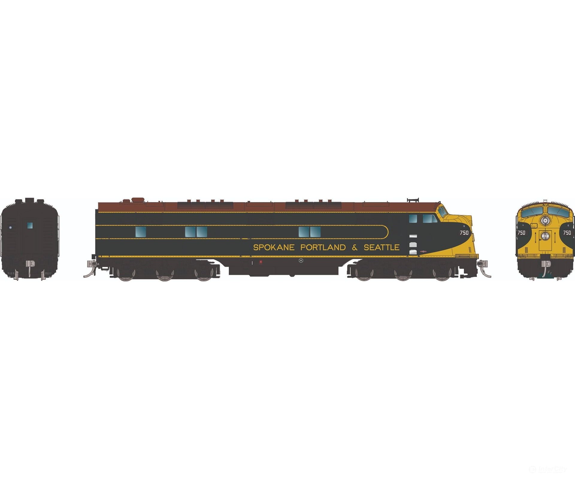 Rapido 029035 HO EMD E7A (DC/Silent): Spokane Portland & Seattle - Green Pinstripes: #750 Locomotives