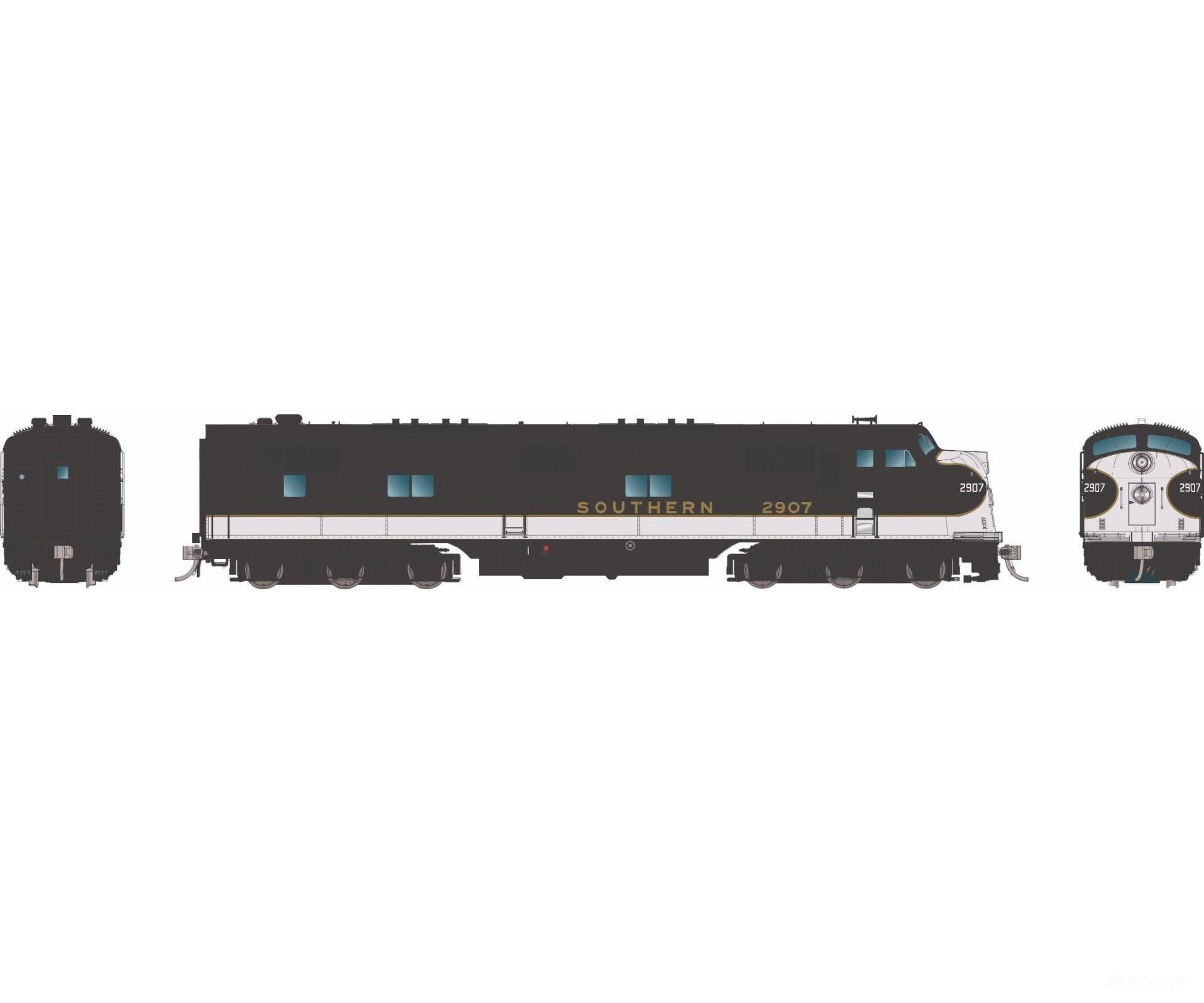 Rapido 029542 HO EMD E7A (DC/DCC/Sound): Southern - Black Scheme: #2918 Locomotives
