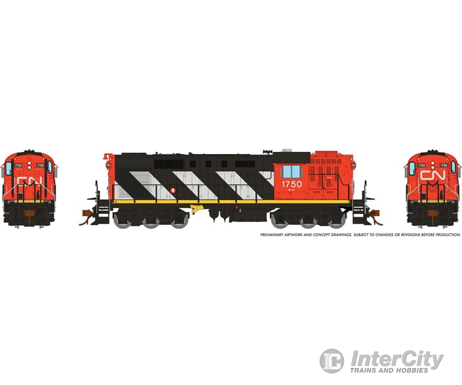 Rapido 032555 Ho Rsc-14 (Dc/Dcc/Sound): Canadian National - Stripes #1750 Locomotives & Railcars