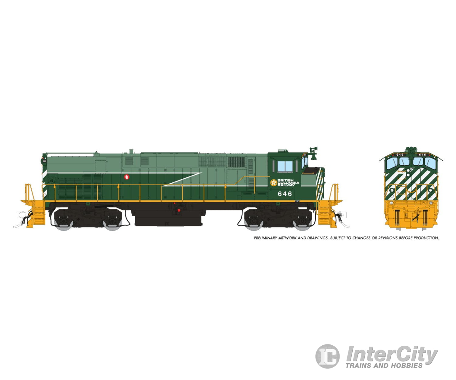 Rapido 033528 Ho M420 + M420B (Dc/Dcc/Sound): Bcr - Green Lightning Stripe Scheme: #646 #682