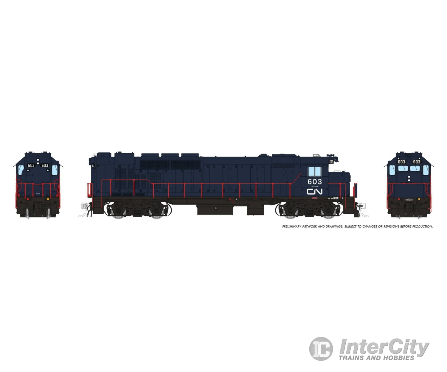Rapido 034501 HO GP40TC (DC/DCC/Sound): CN Rail - Blue Scheme: #603 Locomotives