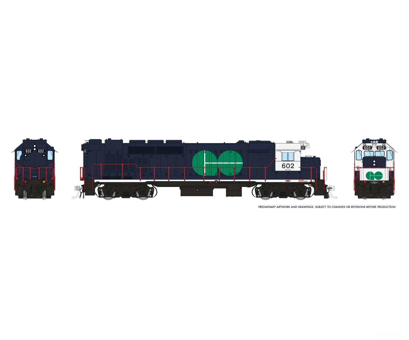 Rapido 034503 HO GP40TC (DC/DCC/Sound): GO Transit - Blue Scheme: #602 Locomotives