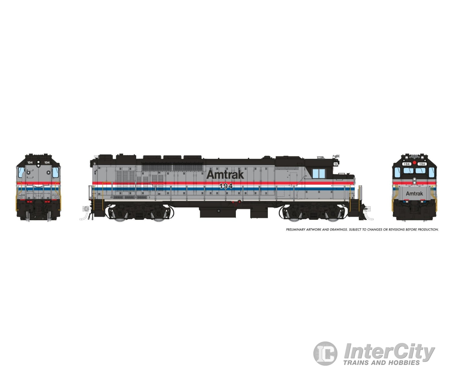 Rapido 034511 HO GP40TC (DC/DCC/Sound): Amtrak - Phase 3: #194 Locomotives