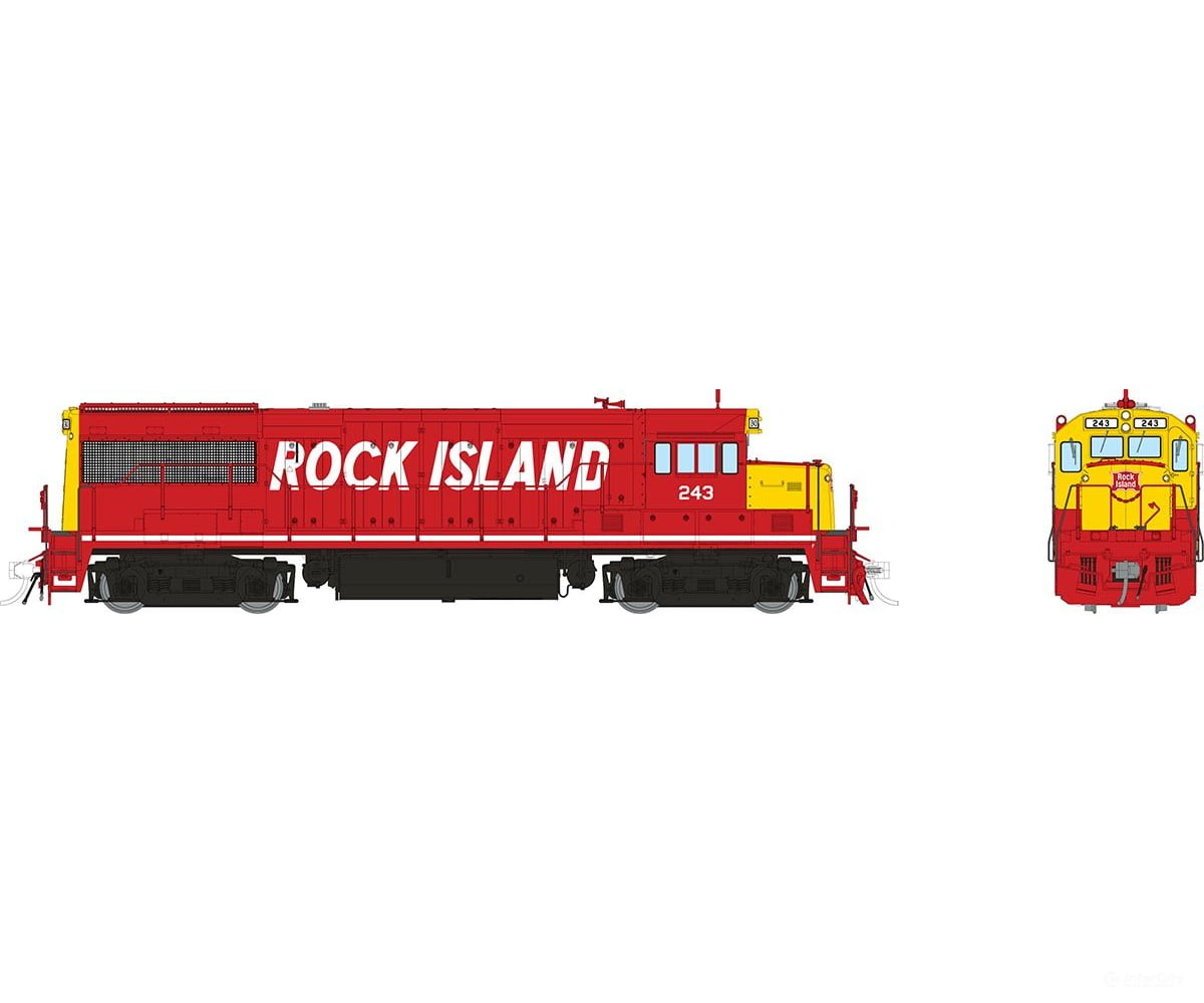 Rapido 035061 Ho Ge U28B Low Hood (Dc/Silent): Rock Island - Red & Yellow Italic: #243 Locomotives