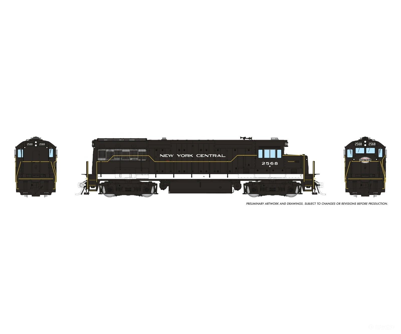Rapido 035076 HO GE U25B High Hood (DC/Silent): New York Central - Cigar Band: #2568 Locomotives