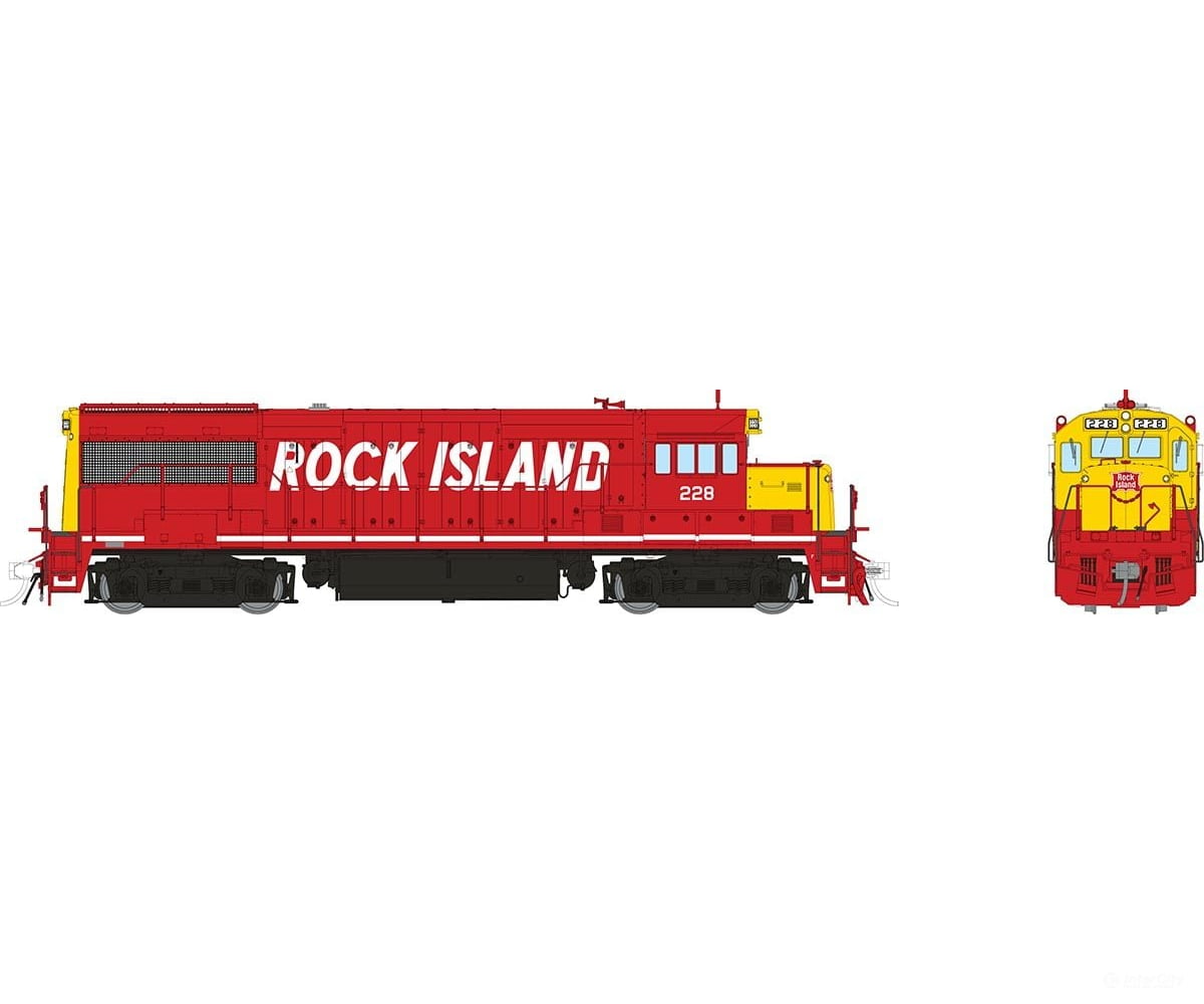 Rapido 035560 Ho Ge U25B Low Hood (Dc/Dcc/Sound): Rock Island - Red & Yellow Italic: #228