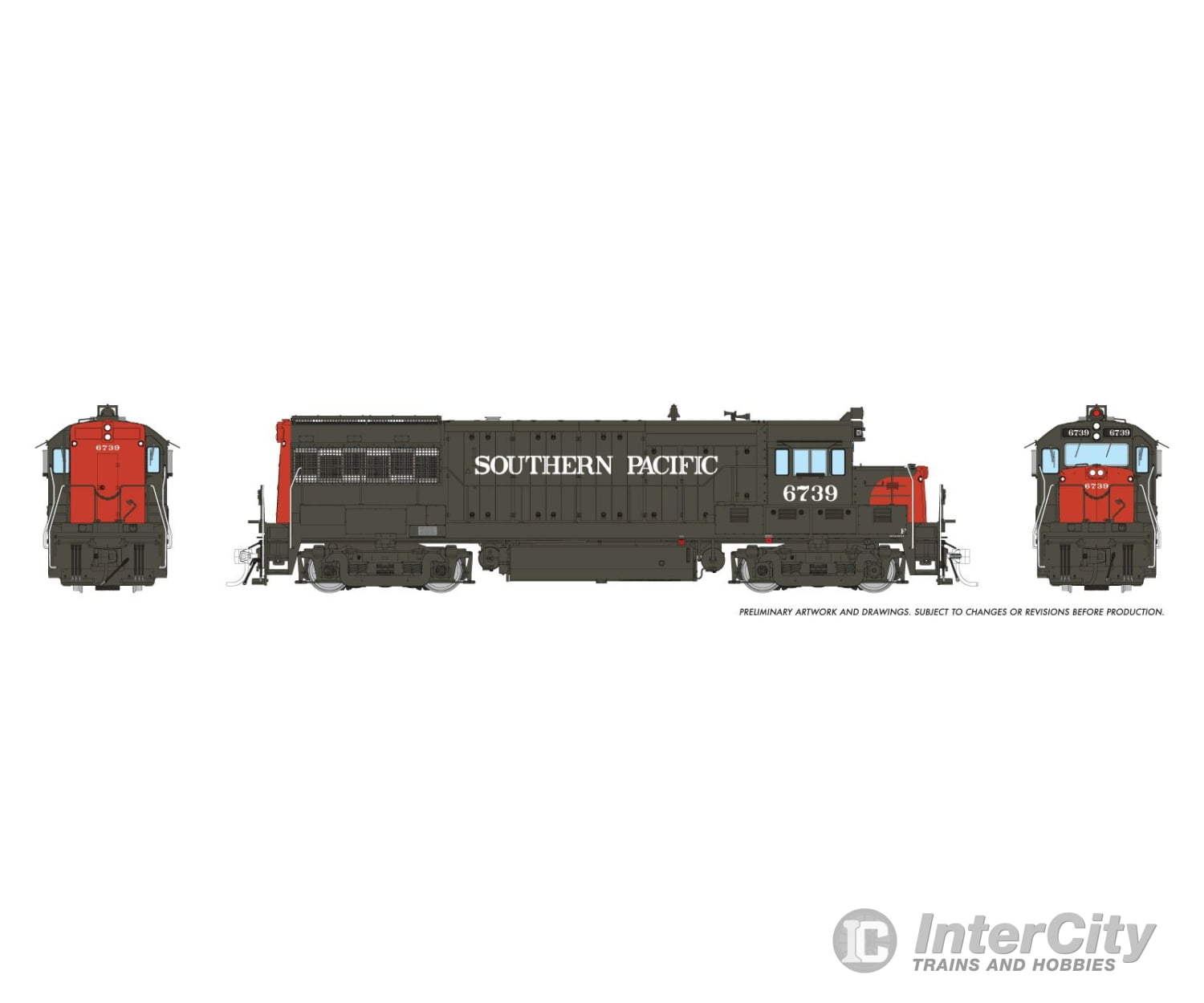 Rapido 035574 HO GE U25B Low Hood (DC/DCC/Sound): Southern Pacific - Bloody Nose w/o Logo: #6739 Locomotives