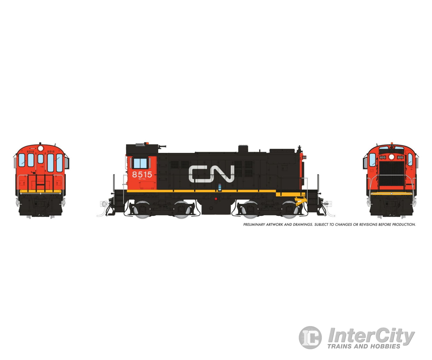 Rapido 036015 HO MLW S-13 (DC/Silent): CN - Noodle w/ Red Cab: #8515