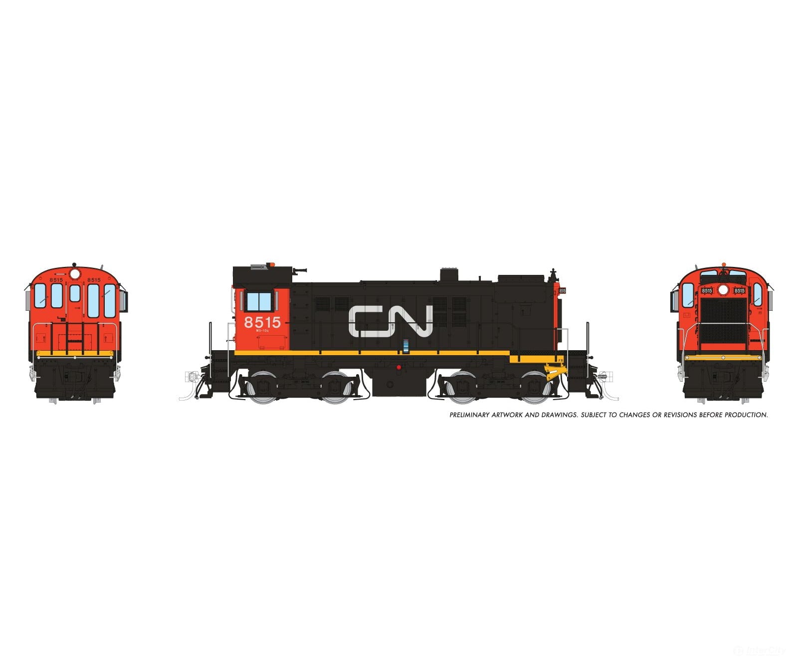 Rapido 036015 HO MLW S-13 (DC/Silent): CN - Noodle w/ Red Cab: #8515