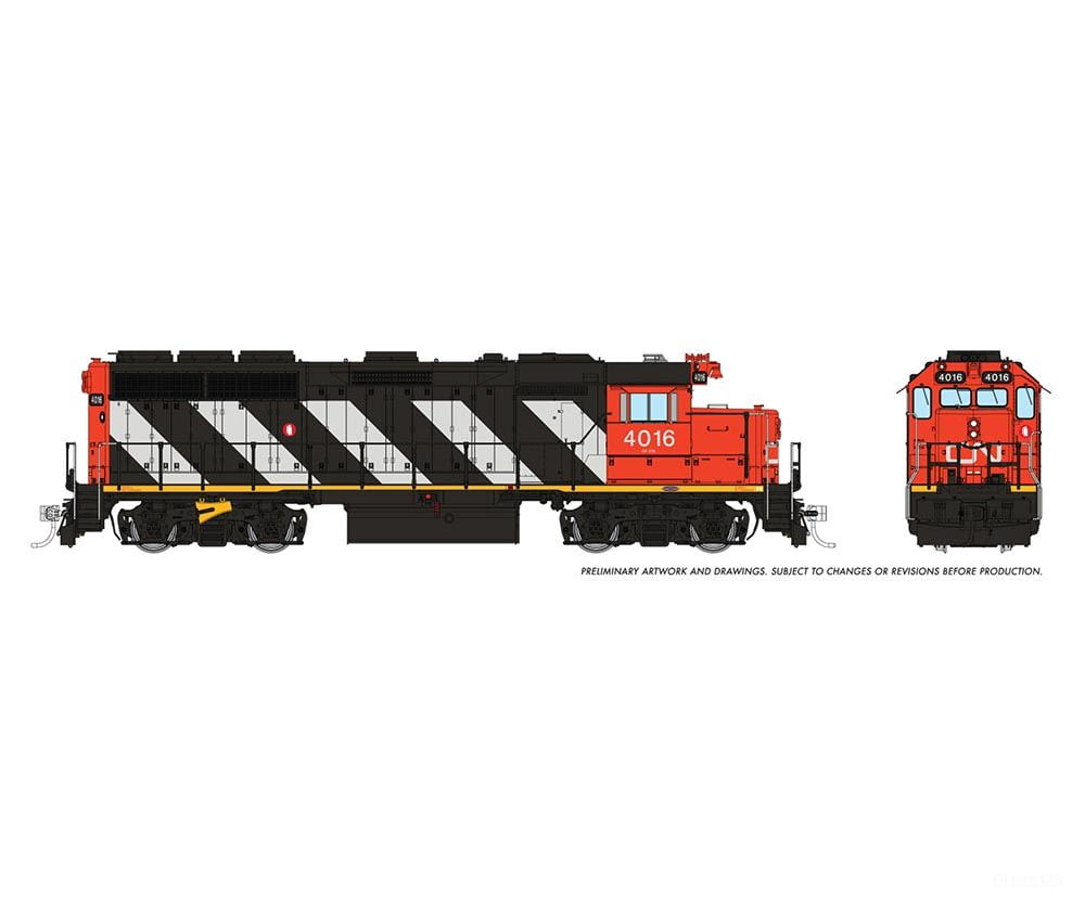 Rapido 040004 Ho Emd Gp40 (Dc/Silent): Cn - Stripes: #4012 Locomotives