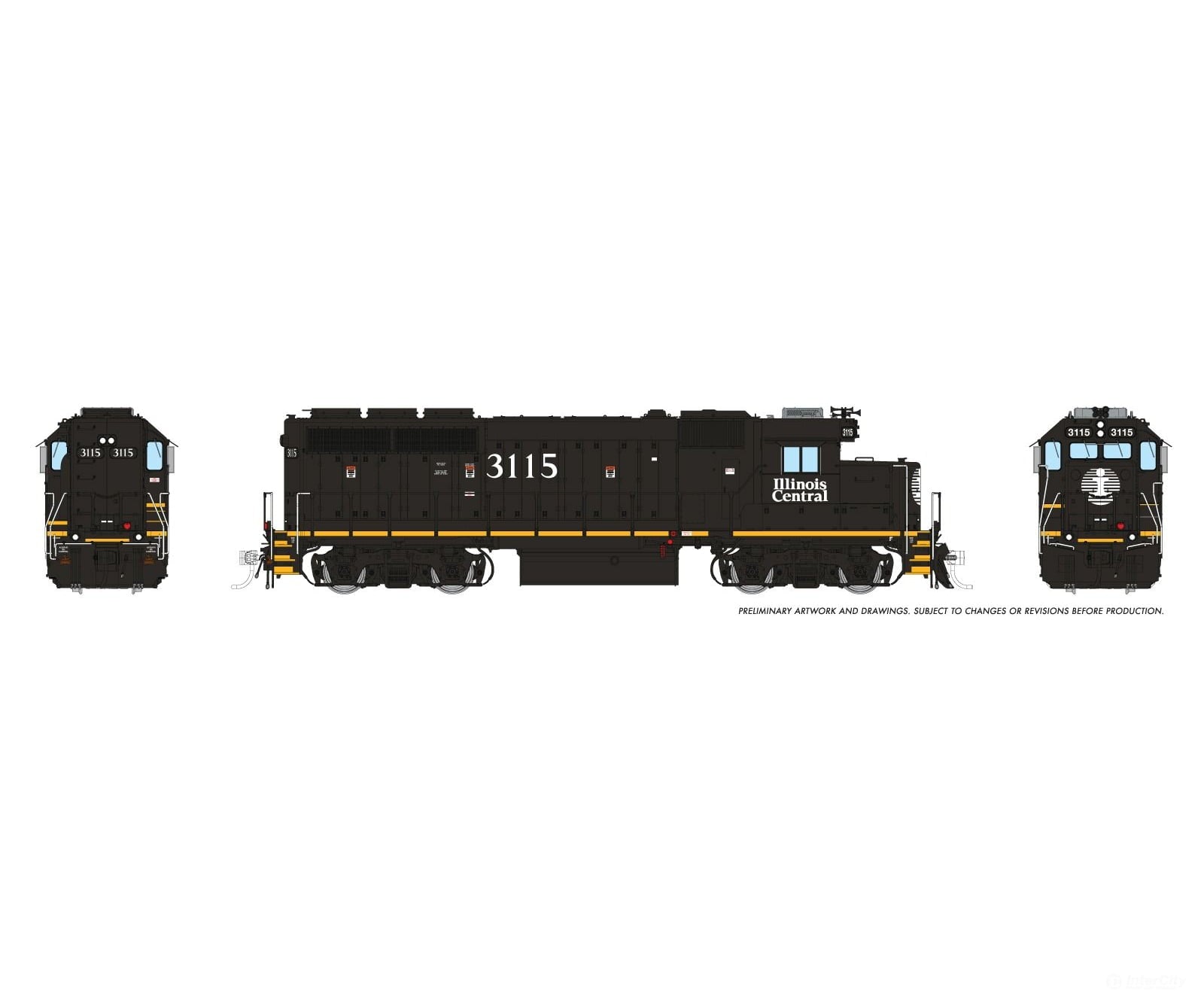 Rapido 040553 HO EMD GP40R (DC/DCC/Sound): Illinois Central - Black Scheme: #3115 Locomotives