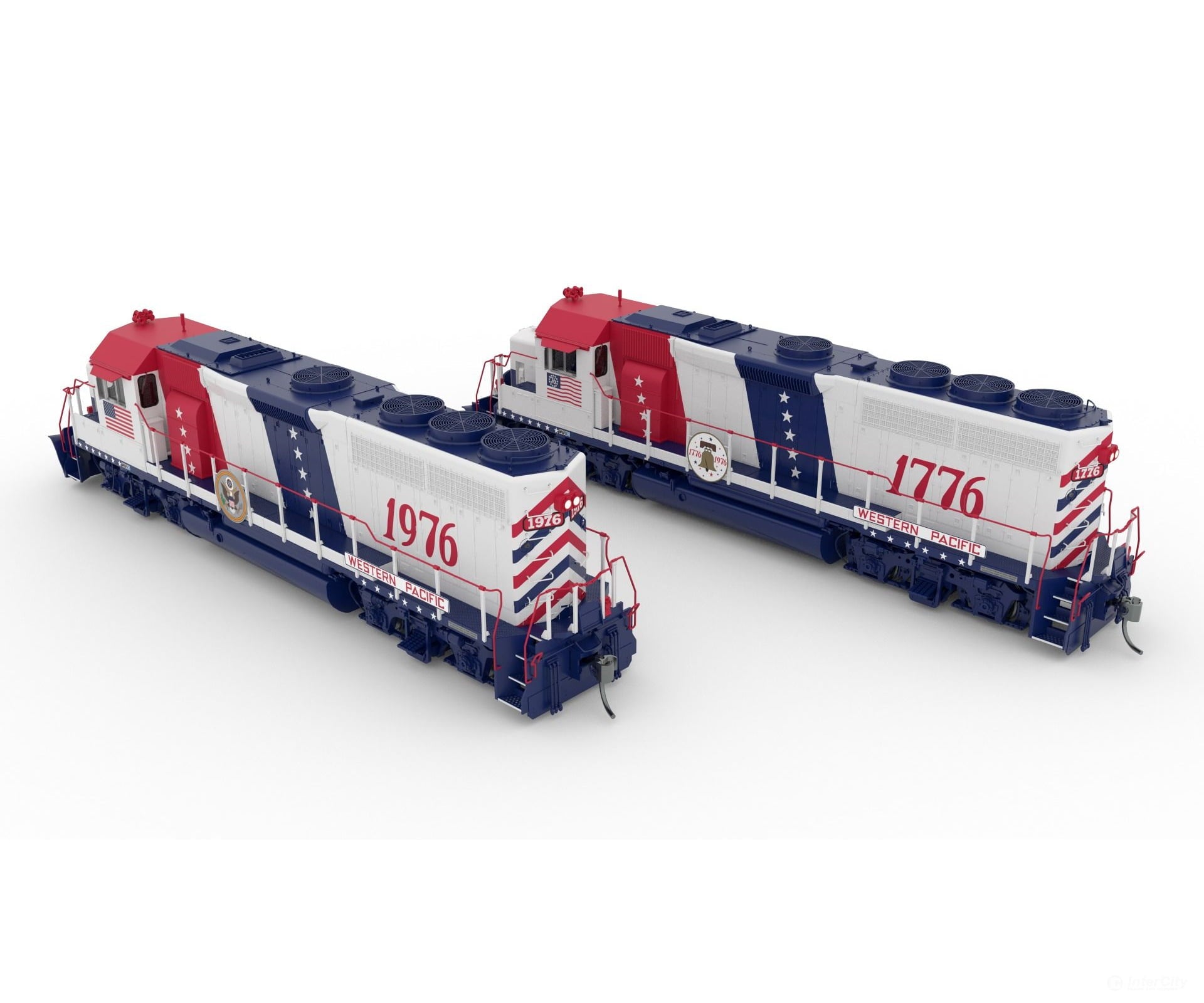 Rapido 040560 HO EMD GP40 (DC/DCC/Sound): Western Pacific - Bicentennial: #1776 + 1976 Locomotives