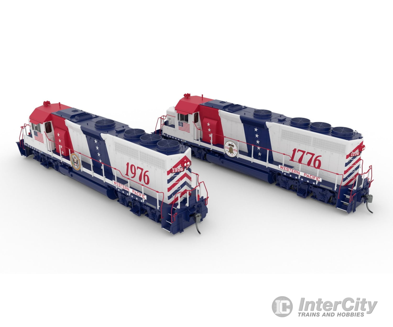 Rapido 040560 HO EMD GP40 (DC/DCC/Sound): Western Pacific - Bicentennial: #1776 + 1976 Locomotives