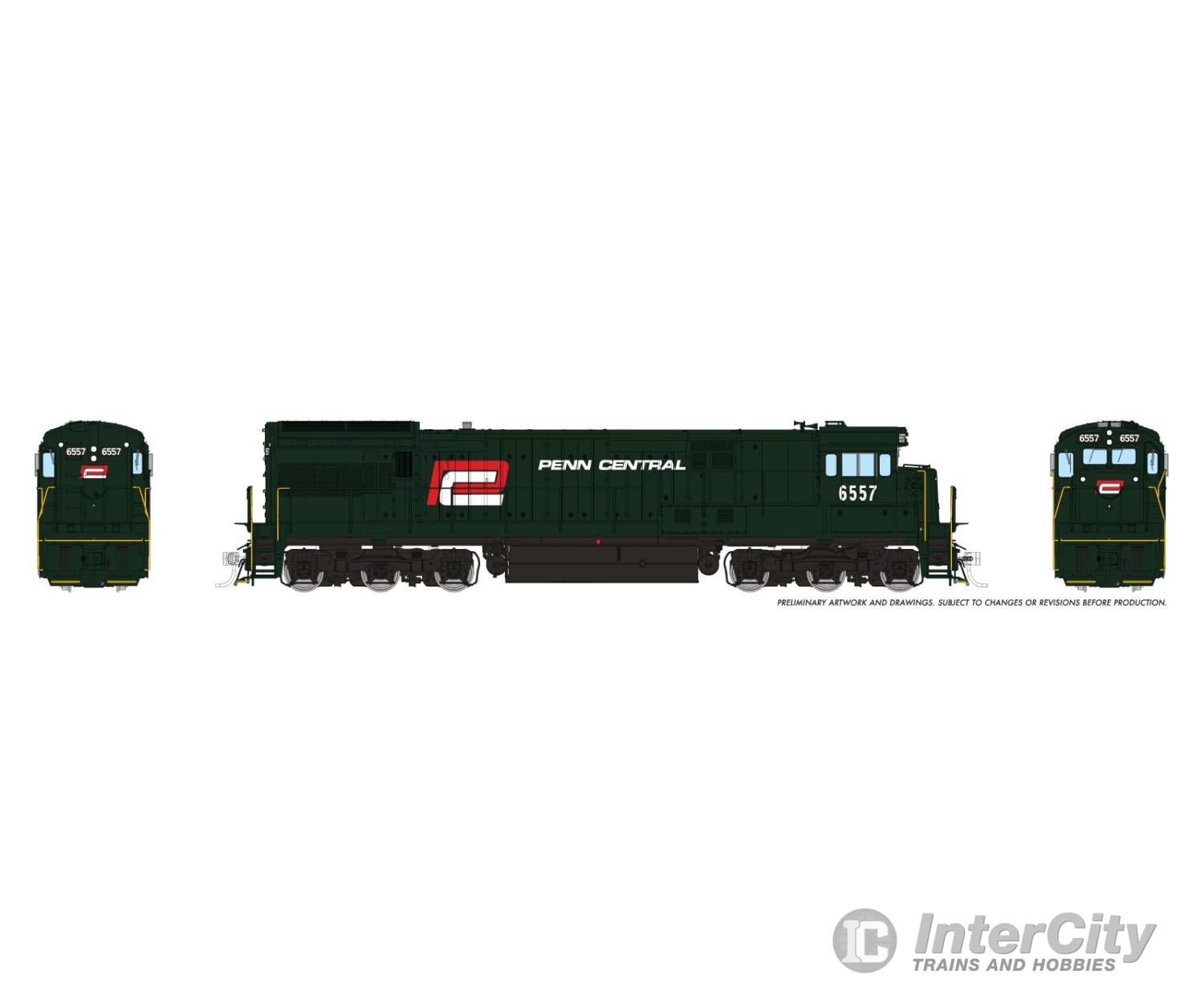 Rapido 043019 HO GE U33C w/ fairing (DC/Silent): Penn Central - Red P: #6557 Locomotives