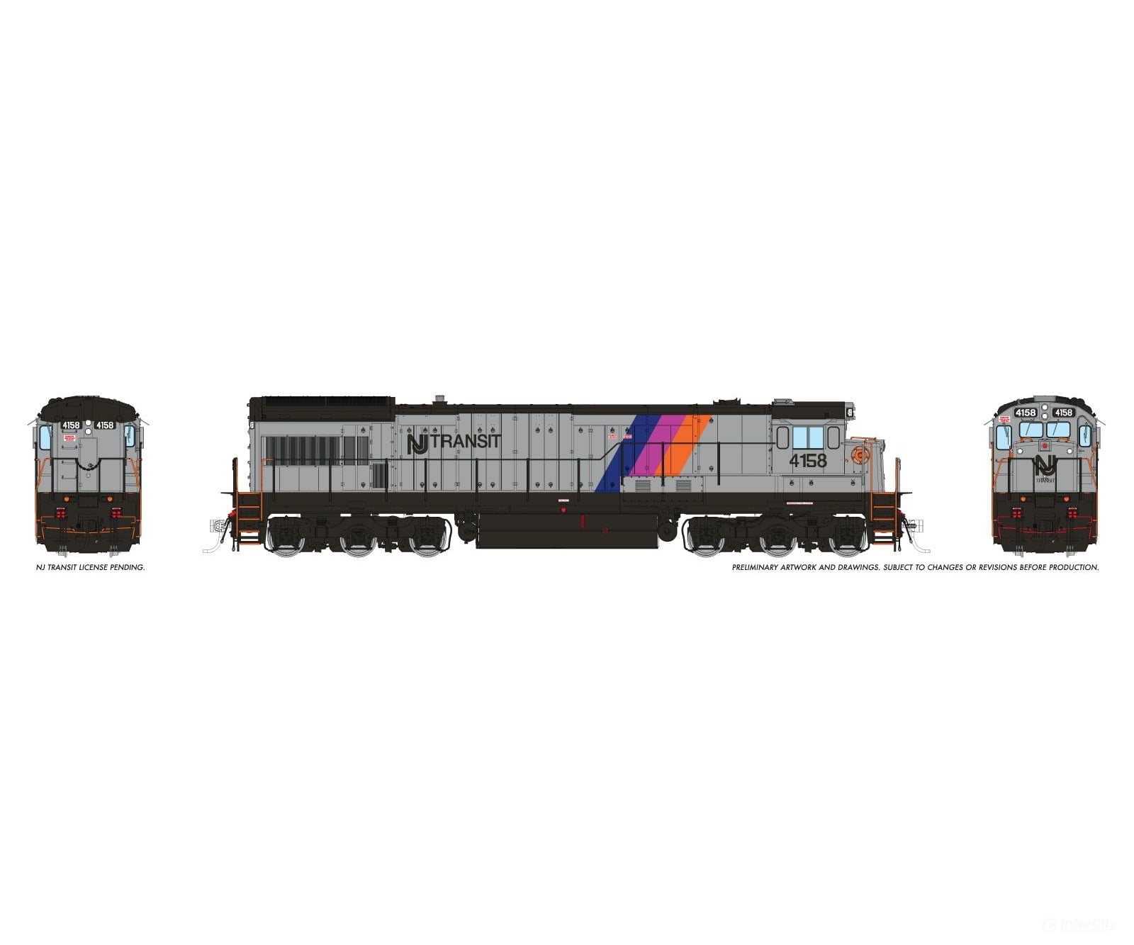 Rapido 043116 HO GE U34CH (DC/Silent): NJ TRANSIT - Disco Stripe: #4158 Locomotives