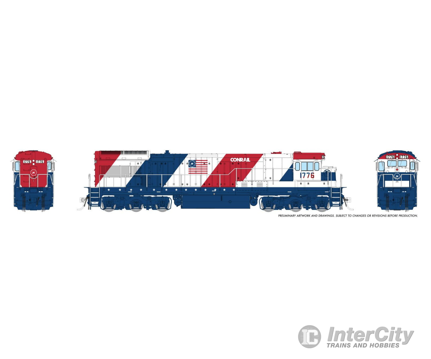 Rapido 043611 HO GE U34CH (DC/DCC/Sound): Conrail - Bicentennial: #1776 Locomotives