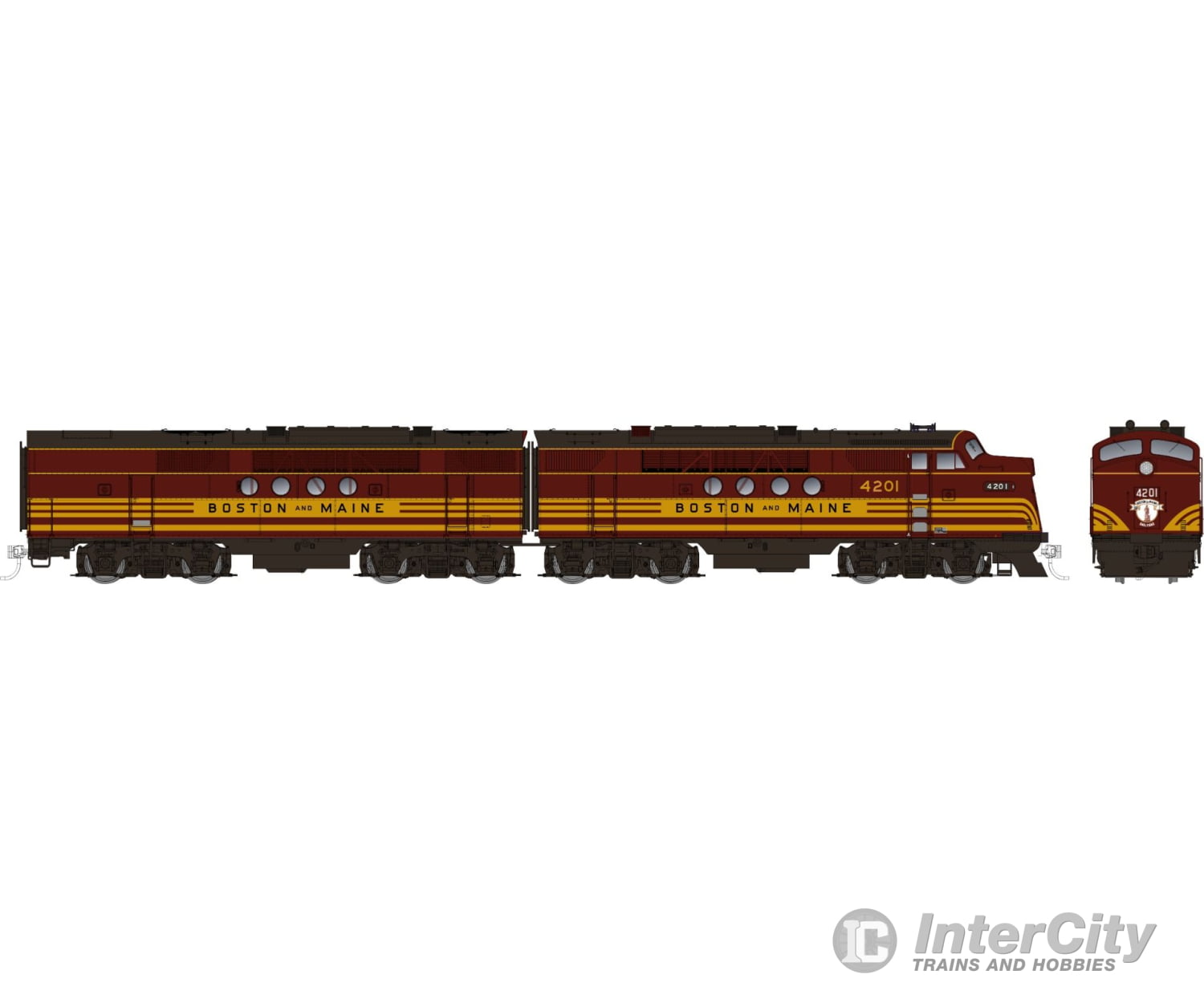 Rapido 053009 Ho Emd Ft A+B (Dc/Silent): B&M - Maroon Scheme: #4201A + 4201B Locomotives