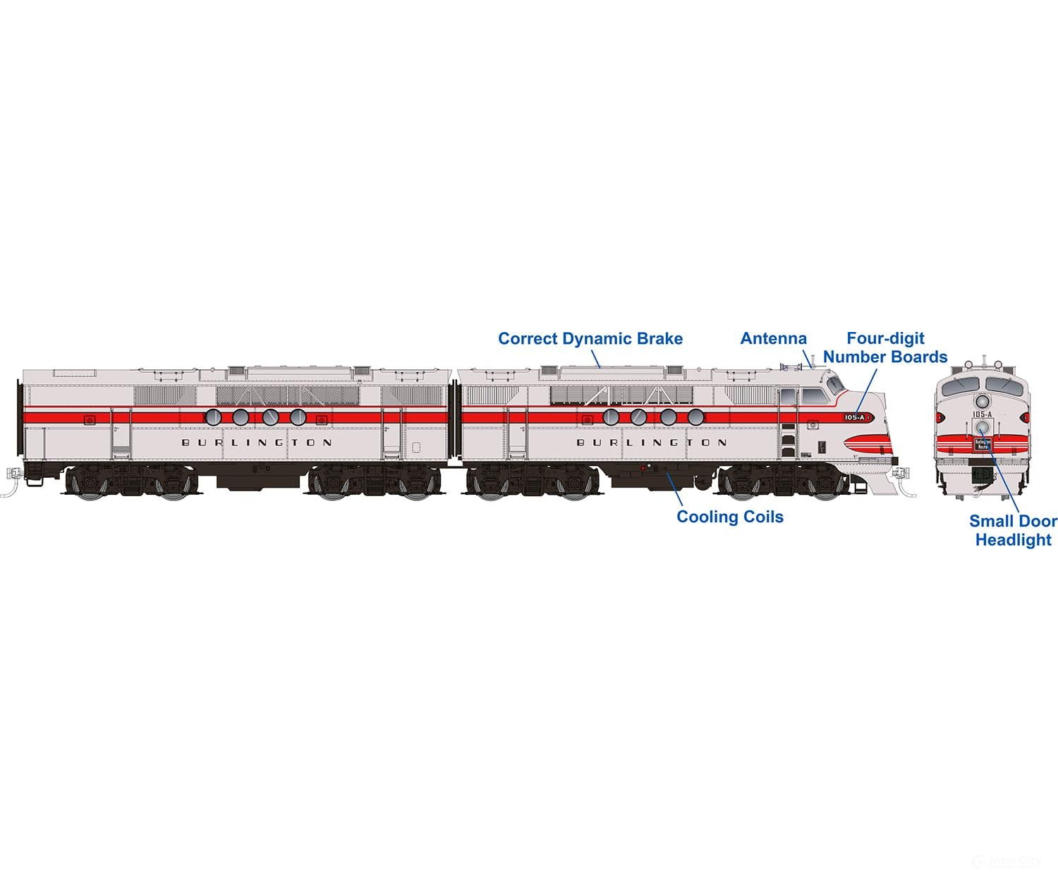 Rapido 053014 Ho Emd Ft A+B (Dc/Silent): Burlington (Cb&Q): #110-A + 110-B Locomotives