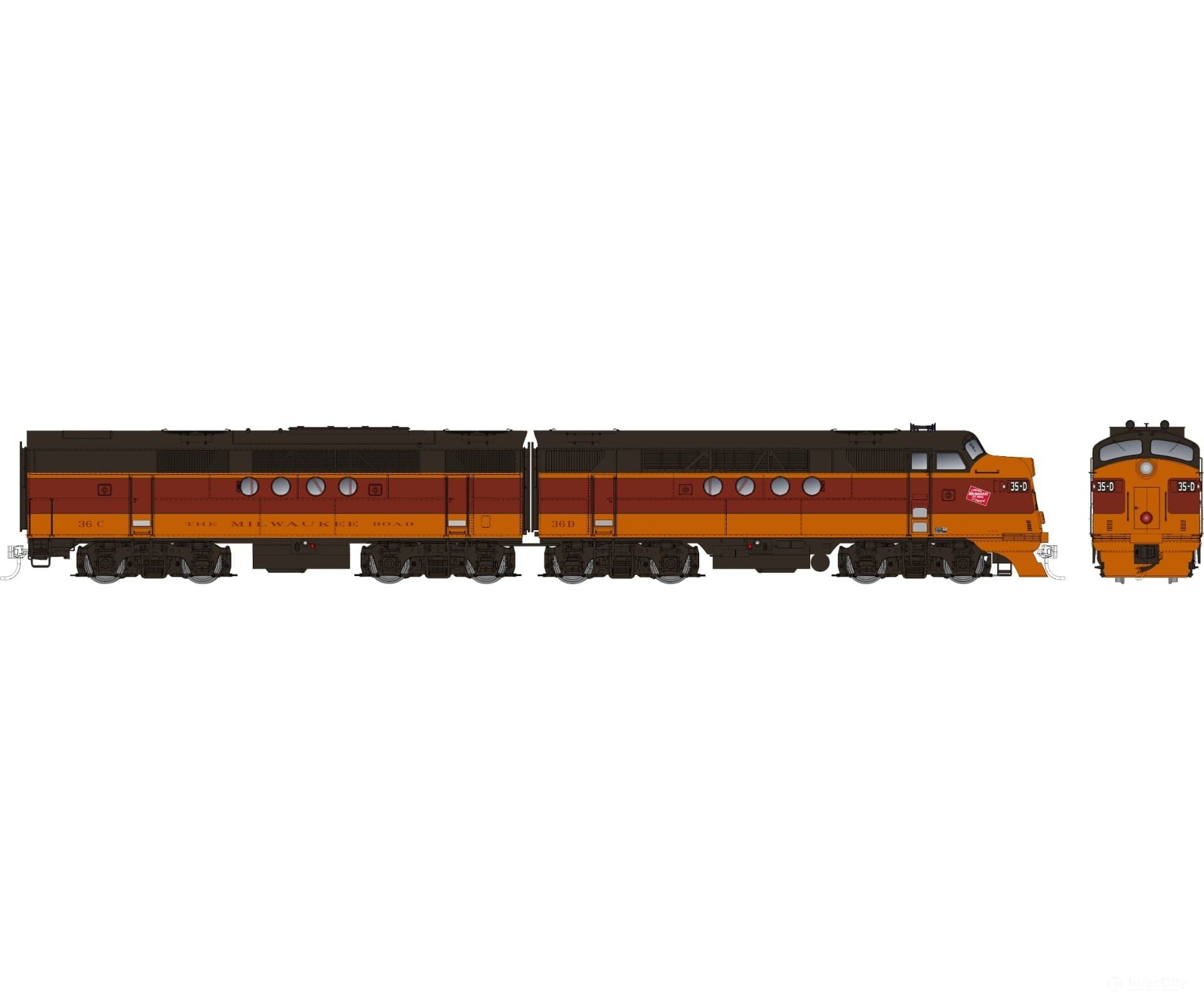 Rapido 053015 Ho Emd Ft A+B (Dc/Silent): Milwaukee - As Delivered Scheme: #35D + 35C Locomotives