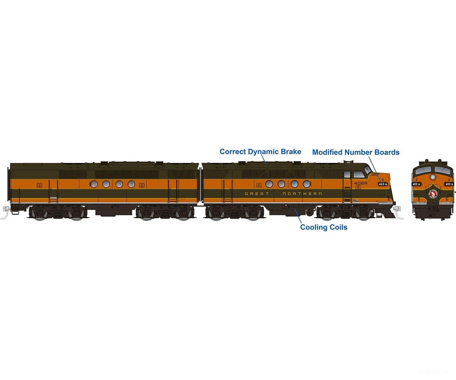 Rapido 053023 Ho Emd Ft A+B (Dc/Silent): Gn - As Delivered Scheme: #418-D + 418-C Locomotives