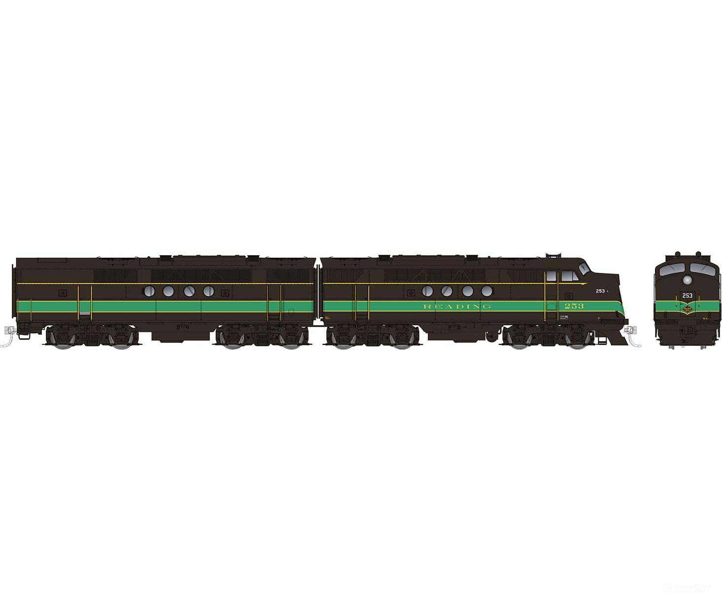 Rapido 053030 Ho Emd Ft A+B (Dc/Silent): Reading - Black & Green: #253A + 253B Locomotives