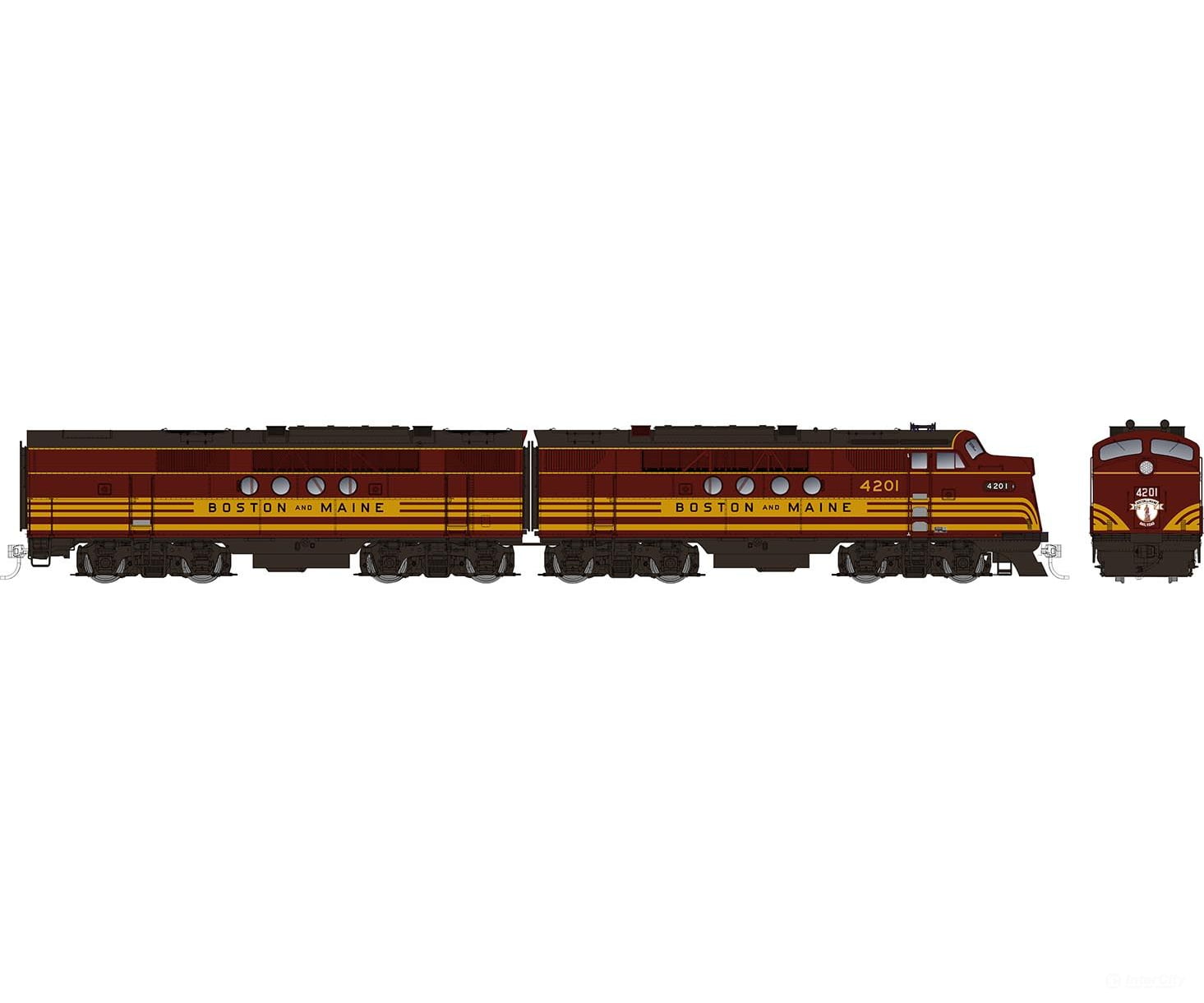 Rapido 053511 Ho Emd Ft A+B (Dc/Dcc/Sound): B&M - Maroon Scheme: #4212A + 4212B Locomotives