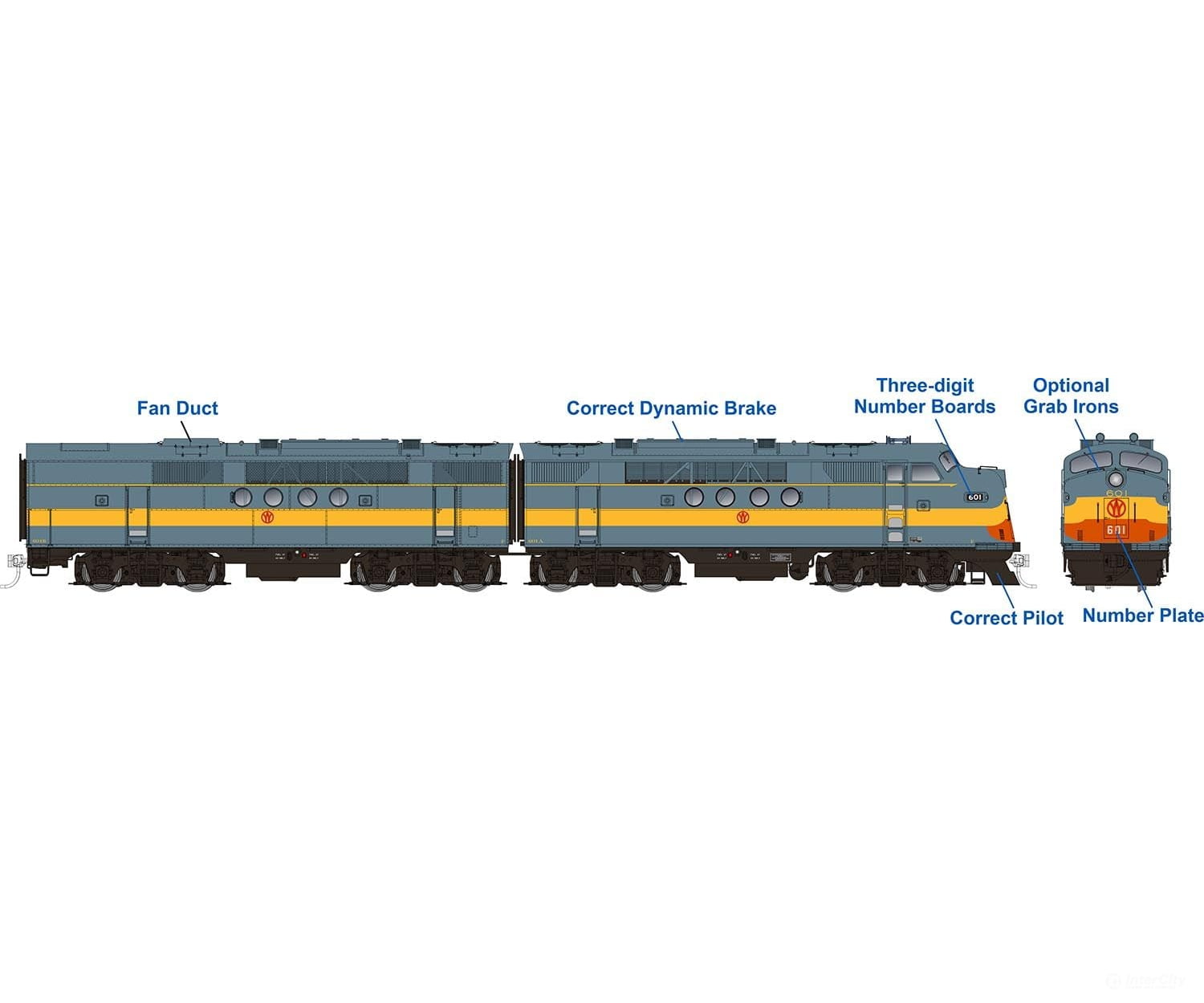 Rapido 053524 Ho Emd Ft A+B (Dc/Dcc/Sound): Nyo&W - Grey Scheme: #601A + 601B Locomotives