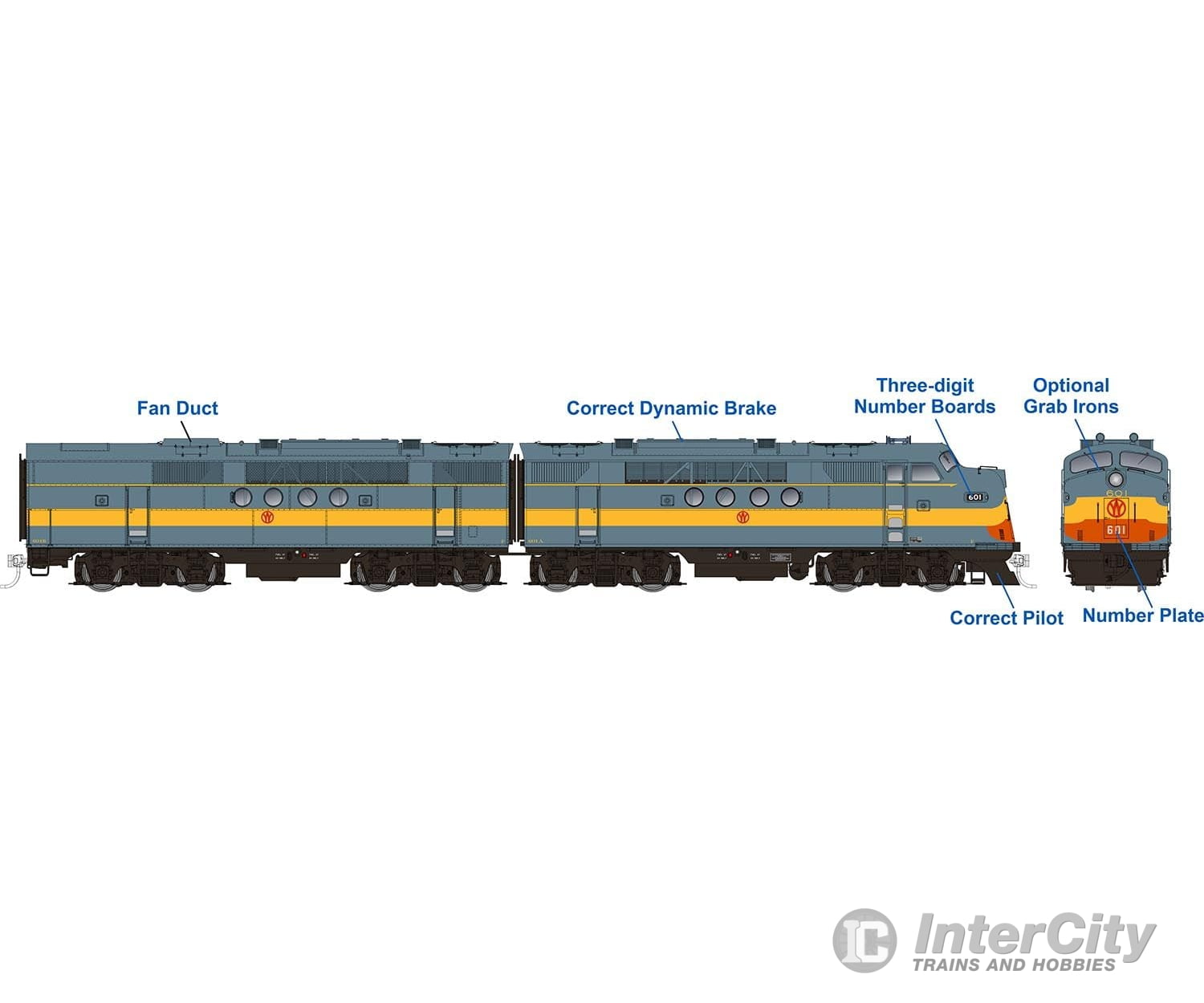 Rapido 053524 Ho Emd Ft A+B (Dc/Dcc/Sound): Nyo&W - Grey Scheme: #601A + 601B Locomotives