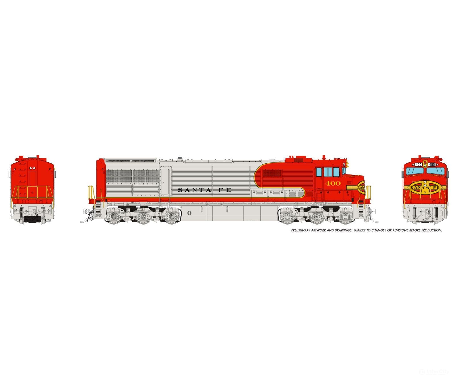 Rapido 055001 HO GE U30CG w/ SG (DC/Silent): Santa Fe - Warbonnet: #400 Locomotives