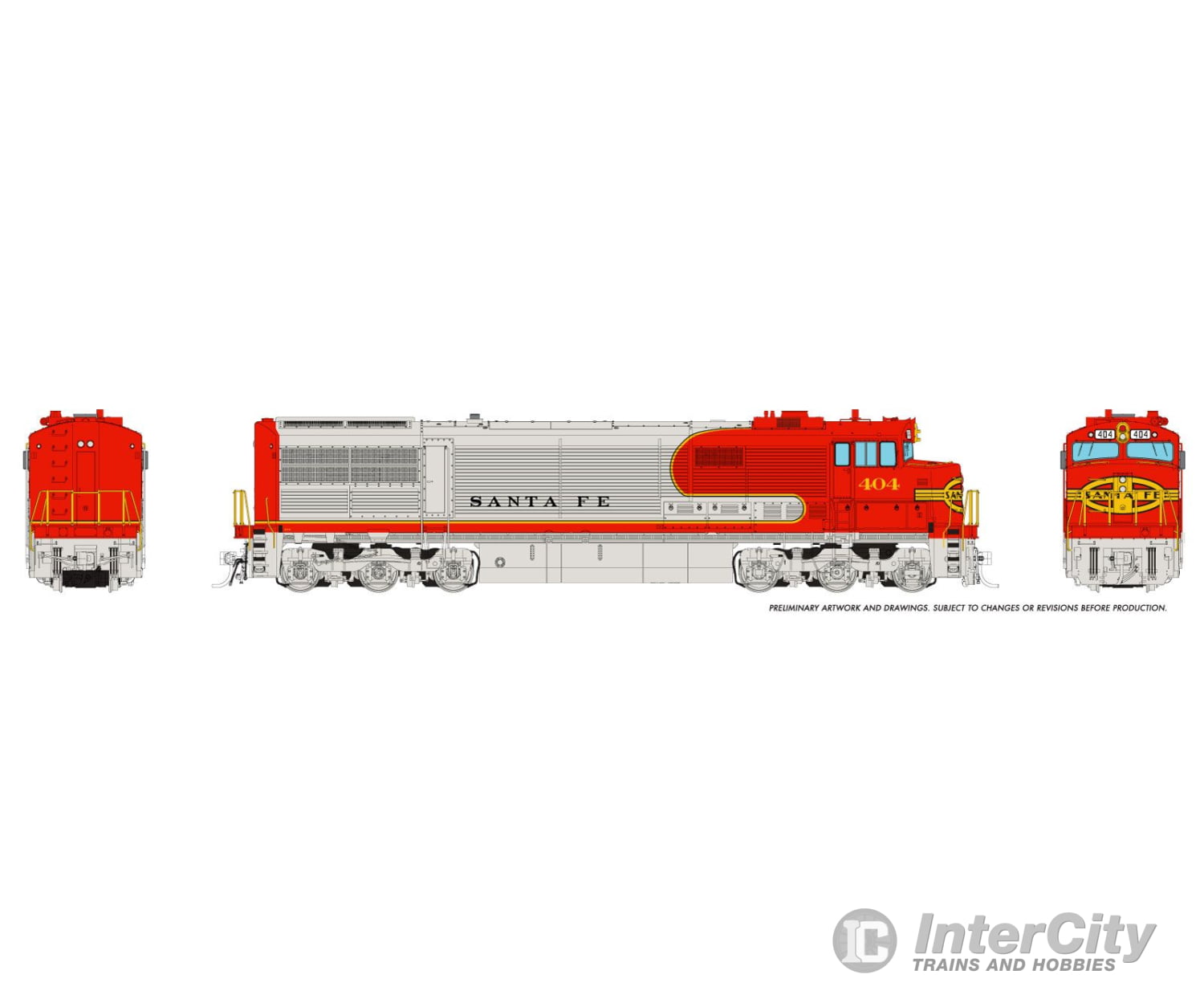 Rapido 055503 HO GE U30CG w/ SG (DC/DCC/Sound): Santa Fe - Warbonnet: #404 Locomotives
