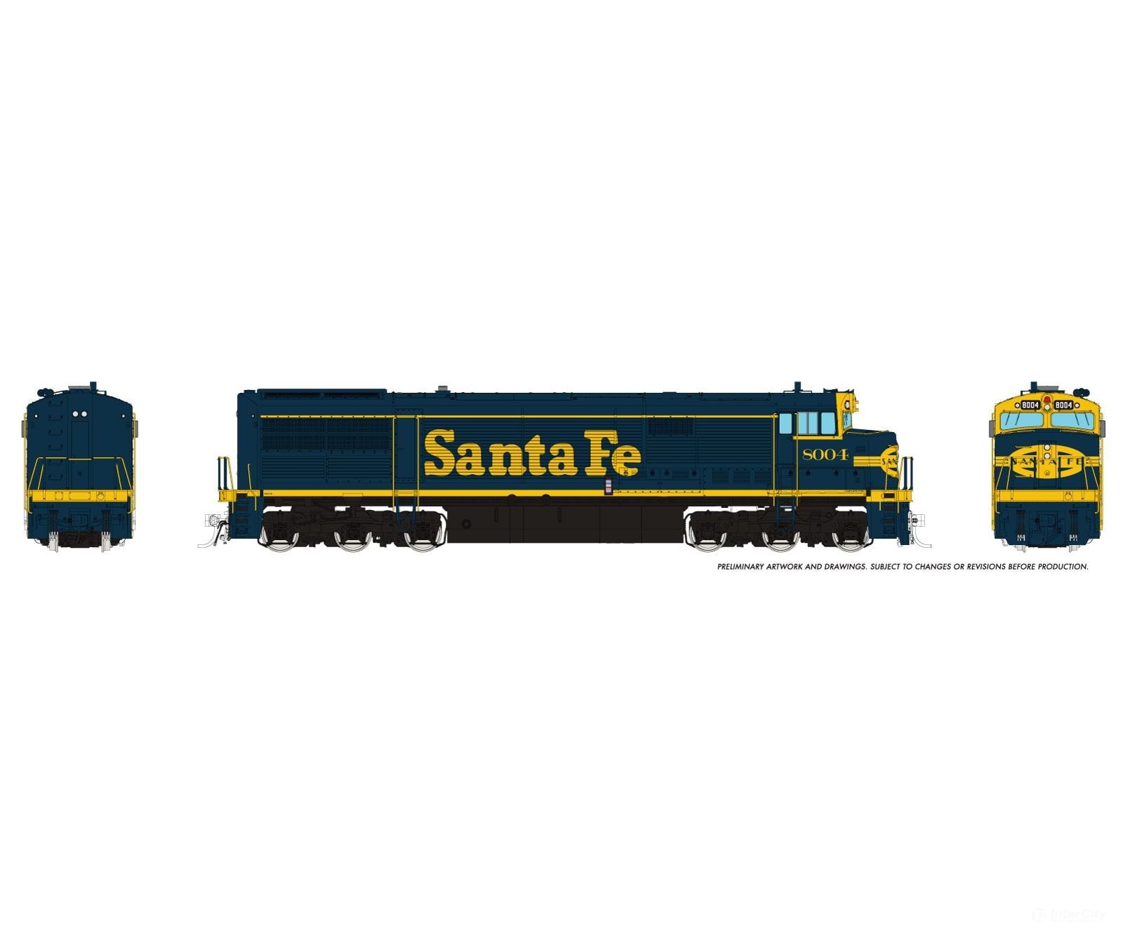 Rapido 055508 HO GE U30CG w/o SG (DC/DCC/Sound): Santa Fe - Bookend Scheme: #8004 Locomotives