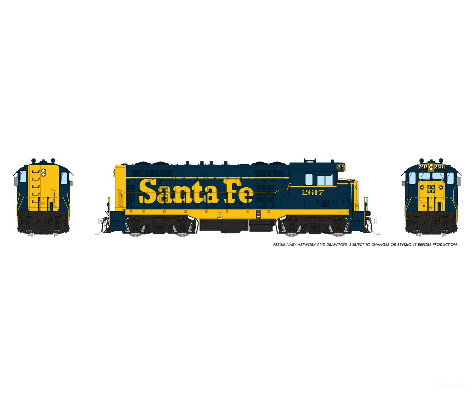 Rapido 070115 Ho Atsf Cf7 W/ Round Cab (Dc/Silent): At&Sf - Yellow Pinstripe: #2625 Locomotives
