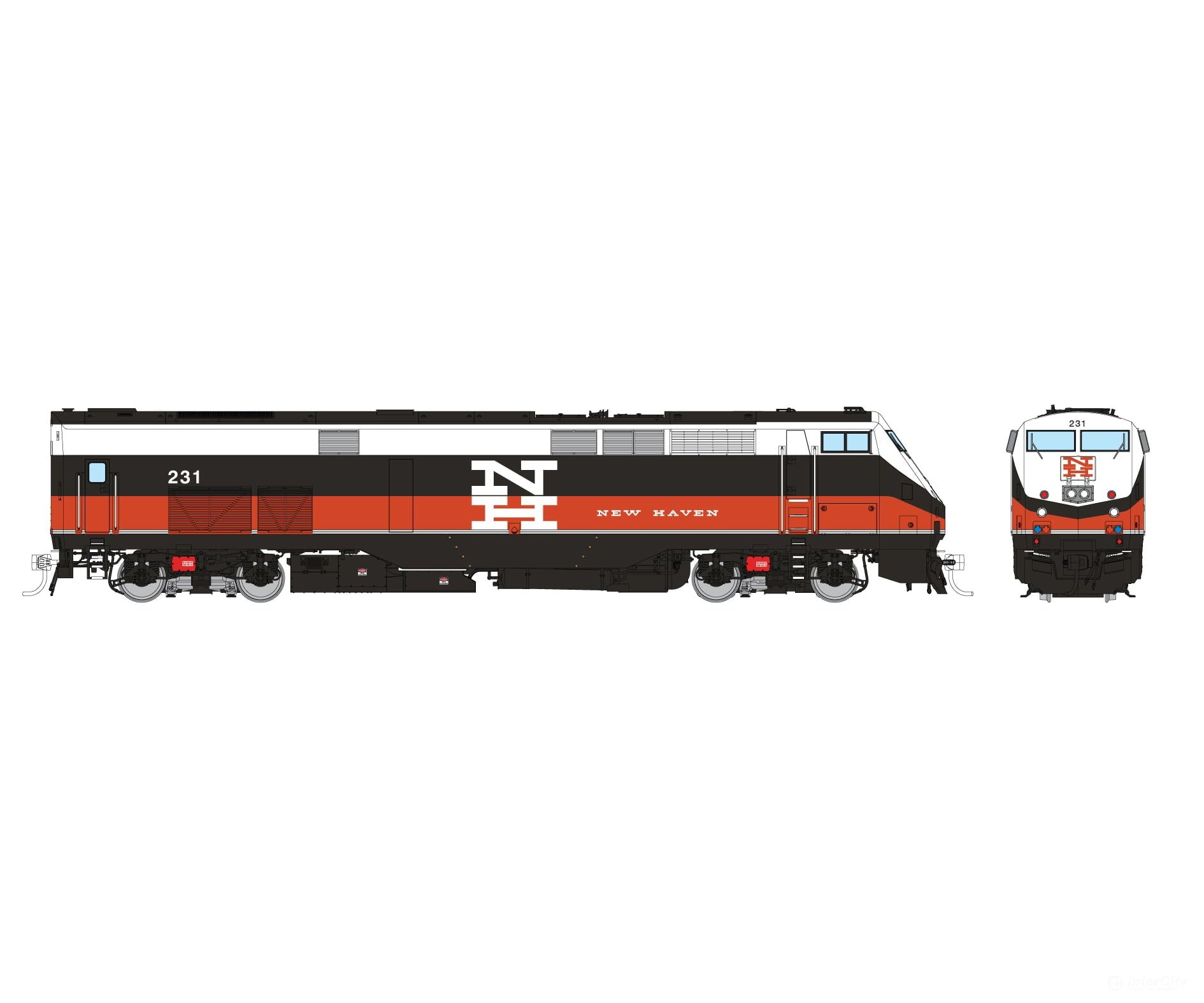 Rapido 085508 Ho Ge P32Ac-Dm (Dc/Dcc/Sound): Cdot - New Haven: #231 Locomotives