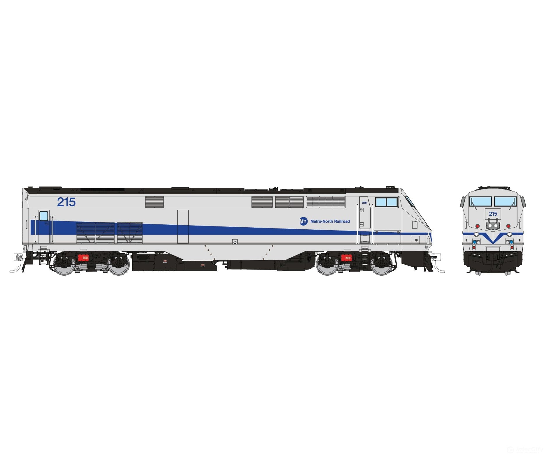 Rapido 085511 Ho Ge P32Ac-Dm (Dc/Dcc/Sound): Metro North - Silver/Blue Stripe: #215 Locomotives