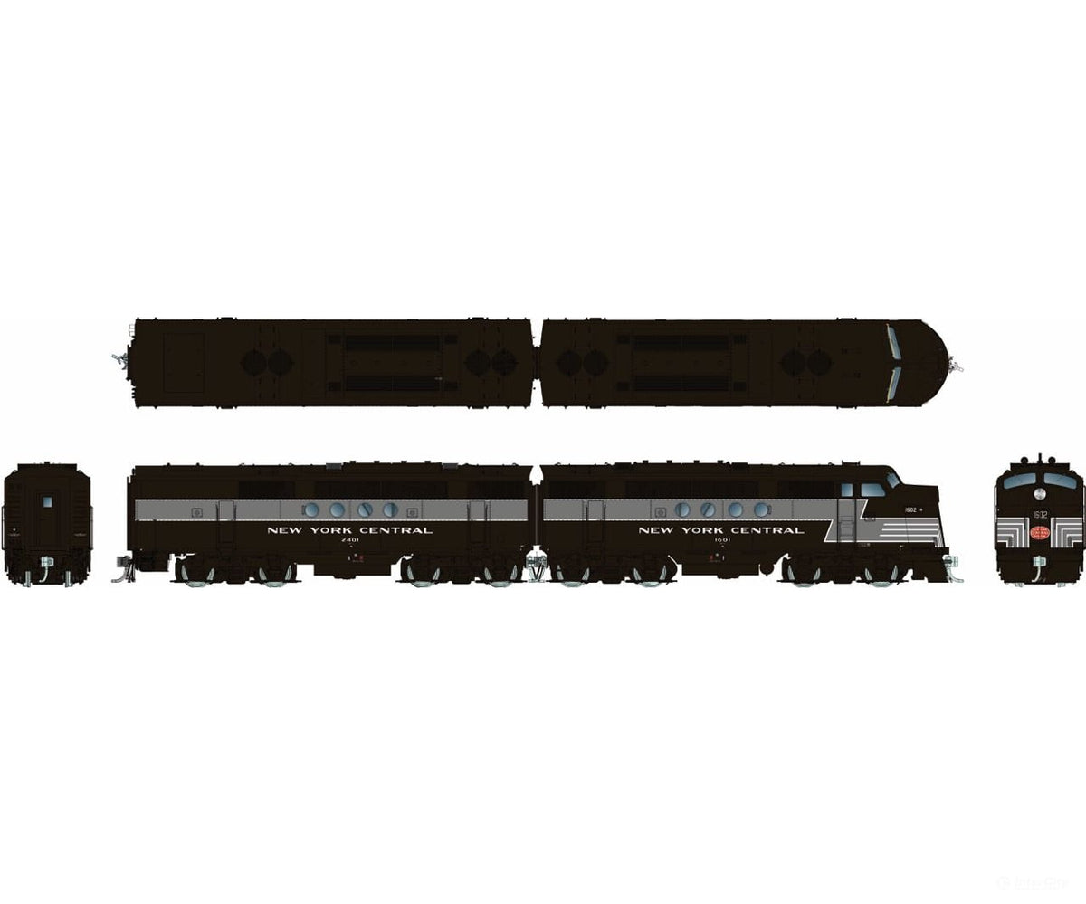 Rapido 1004026 HO EMD FT A + B (DC/Silent): NYC - Lightning Stripe: #1603 + 2403 - Locomotives